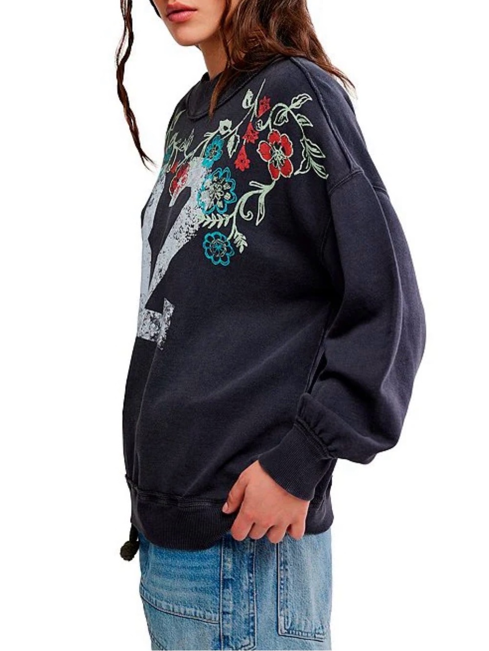 NWT Free People We The Free Palm Spring Graphic Mock Neck Washed Black SZ XS - Picture 8 of 16